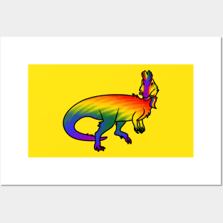 PRIDEolophosaurus Prideosaur - Pride Month Flag Dinosaur Posters and Art